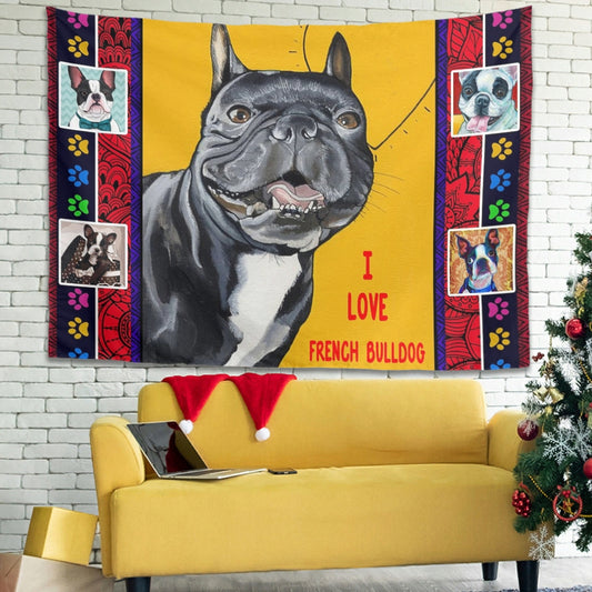 I Love French Bulldog Tapestry Wall Decor for Bedroom College Dorm Room